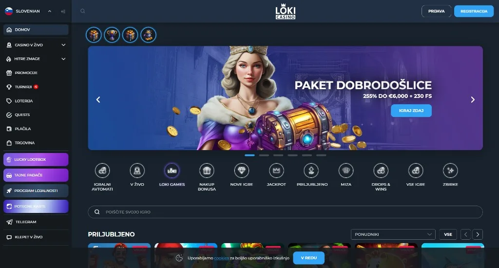 Loki Casino namizni zaslon